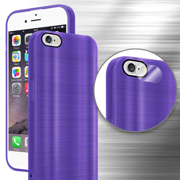 Cadorabo Hoesje geschikt voor Apple iPhone 6 / 6S in Brushed Paars - Beschermhoes Case Cover TPU silicone
