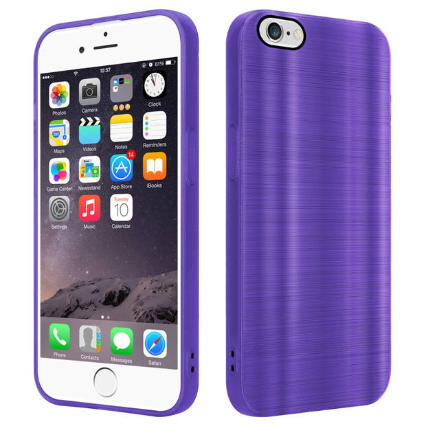 Cadorabo Hoesje geschikt voor Apple iPhone 6 / 6S in Brushed Paars - Beschermhoes Case Cover TPU silicone