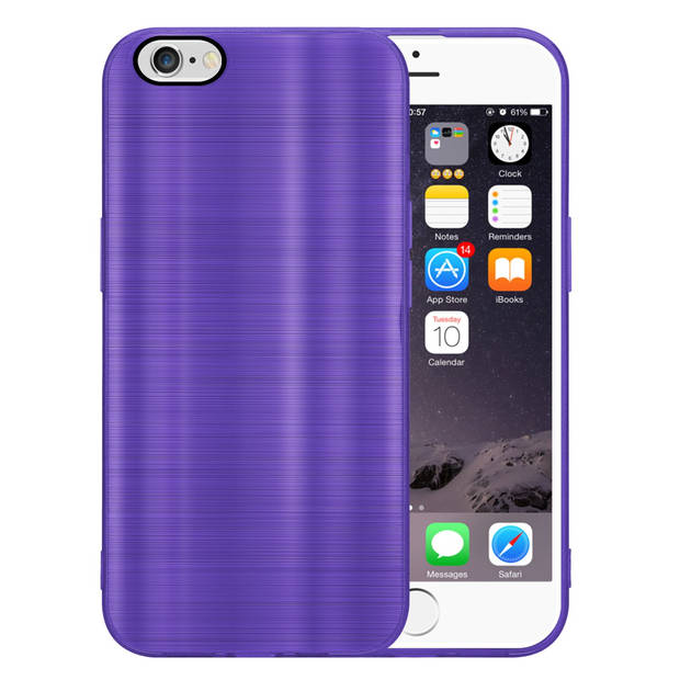 Cadorabo Hoesje geschikt voor Apple iPhone 6 / 6S in Brushed Paars - Beschermhoes Case Cover TPU silicone