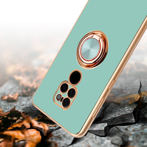 Cadorabo Hoesje geschikt voor Huawei MATE 20 in Glossy Turquoise - Goud - Beschermhoes Camerabescherming magnetische