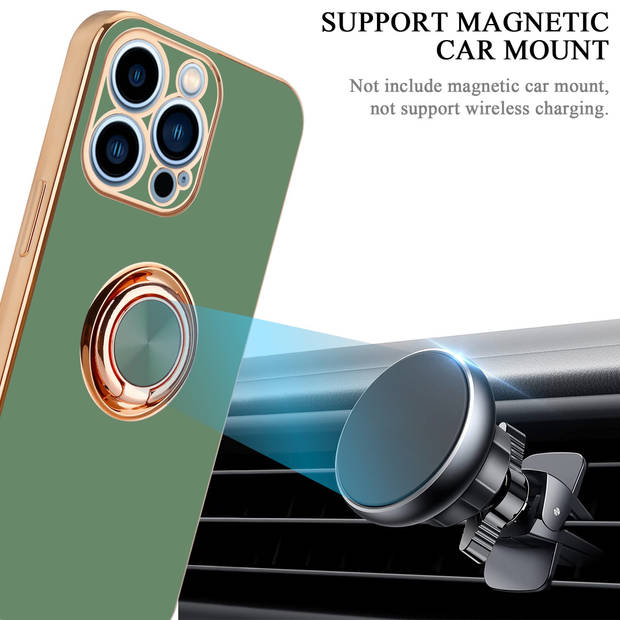 Cadorabo Hoesje geschikt voor Apple iPhone 13 PRO in Glossy Licht Groen - Goud - Beschermhoes Camerabescherming
