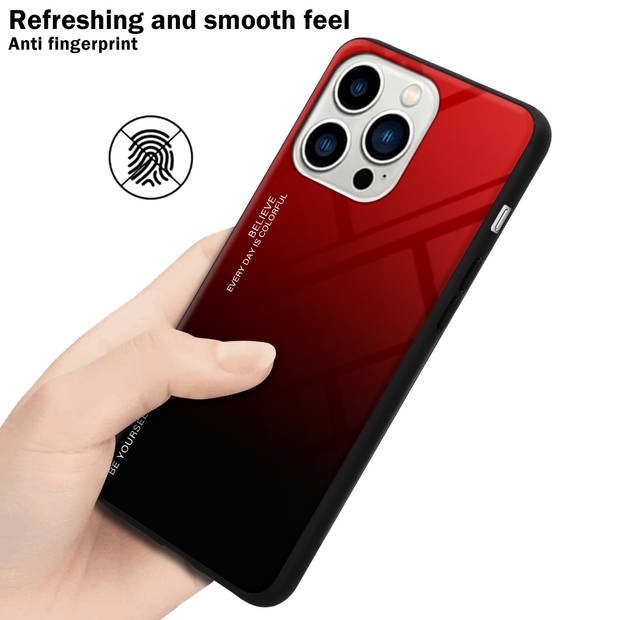 Cadorabo Hoesje geschikt voor Apple iPhone 14 PRO MAX in ROOD - ZWART - Tweekleurige beschermhoes TPU-silicone Case