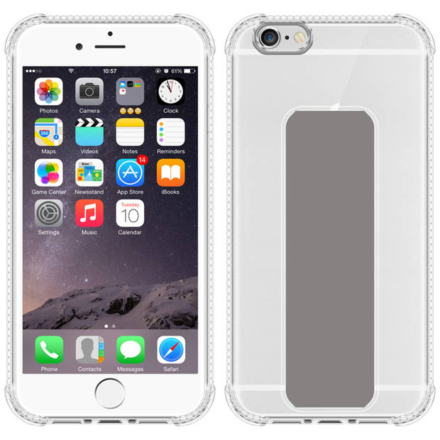 Cadorabo Hoesje geschikt voor Apple iPhone 6 / 6S Cover in GRIJS - Beschermhoes TPU silicone Case met houder