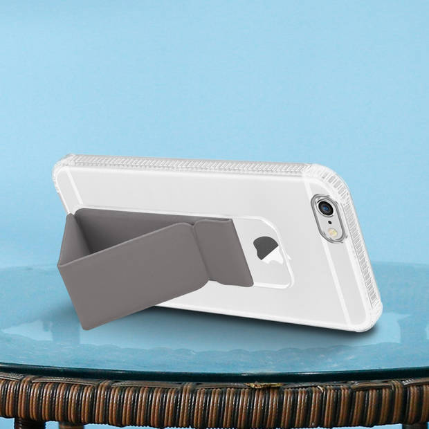 Cadorabo Hoesje geschikt voor Apple iPhone 6 PLUS / 6S PLUS Cover in GRIJS - Beschermhoes TPU silicone Case met houder