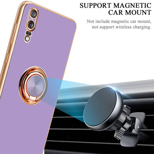Cadorabo Hoesje geschikt voor Huawei P20 in Glossy Licht Paars - Goud - Beschermhoes Camerabescherming magnetische