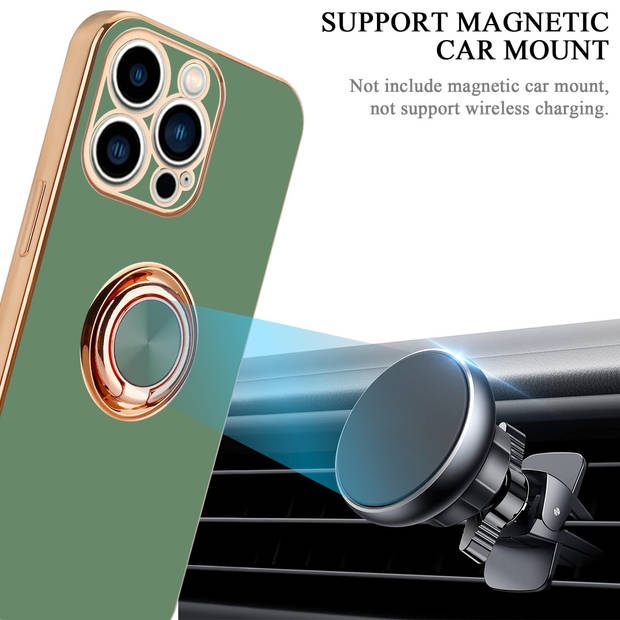 Cadorabo Hoesje geschikt voor Apple iPhone 14 PRO MAX in Glossy Licht Groen - Goud - Beschermhoes Camerabescherming