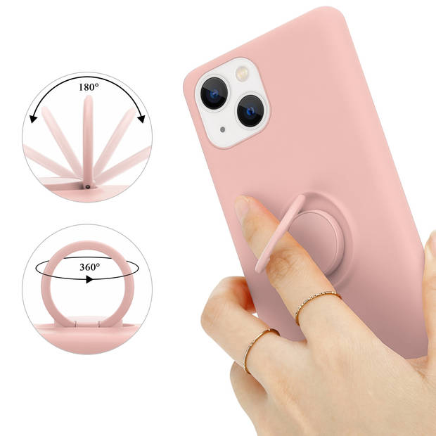 Cadorabo Hoesje geschikt voor Apple iPhone 14 in LIQUID ROZE - Beschermhoes van TPU silicone Case Cover met ring