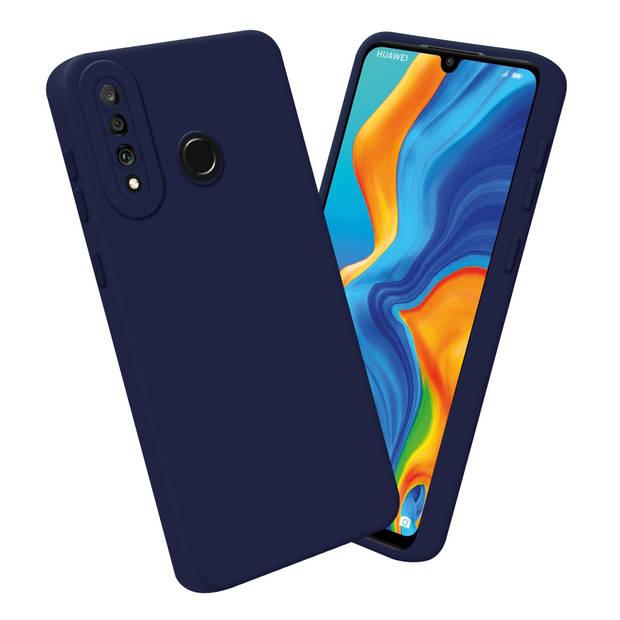 Cadorabo Hoesje geschikt voor Huawei P30 LITE in FLUID DONKER BLAUW - Beschermhoes TPU silicone Cover Case