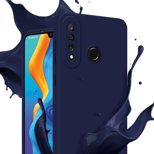 Cadorabo Hoesje geschikt voor Huawei P30 LITE in FLUID DONKER BLAUW - Beschermhoes TPU silicone Cover Case