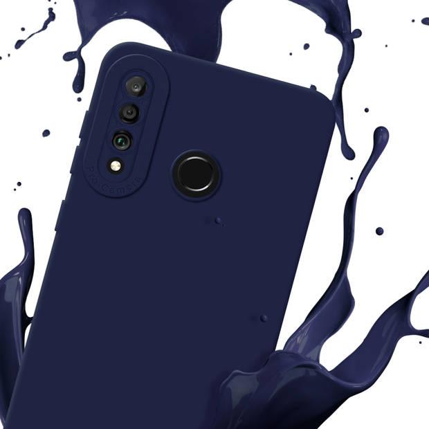 Cadorabo Hoesje geschikt voor Huawei P30 LITE in FLUID DONKER BLAUW - Beschermhoes TPU silicone Cover Case