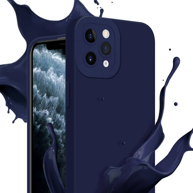 Cadorabo Hoesje geschikt voor Apple iPhone 11 PRO MAX in FLUID DONKER BLAUW - Beschermhoes TPU silicone Cover Case