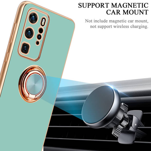 Cadorabo Hoesje geschikt voor Huawei P40 PRO in Glossy Turquoise - Goud - Beschermhoes Camerabescherming magnetische