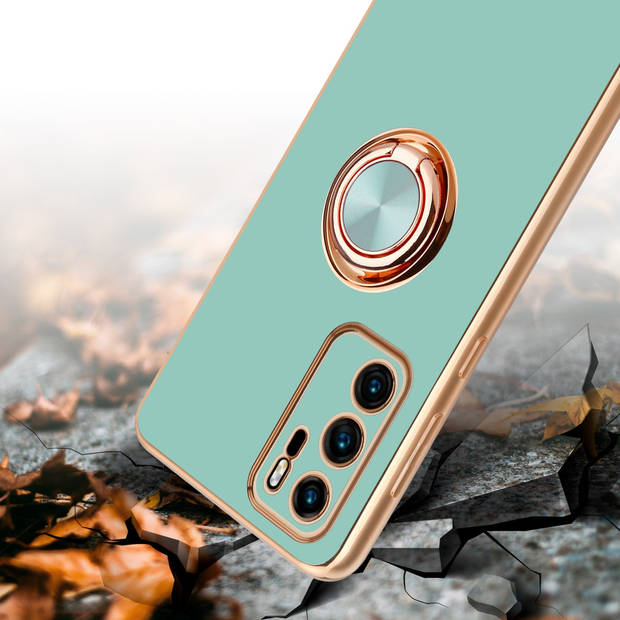 Cadorabo Hoesje geschikt voor Huawei P40 in Glossy Turquoise - Goud - Beschermhoes Camerabescherming magnetische