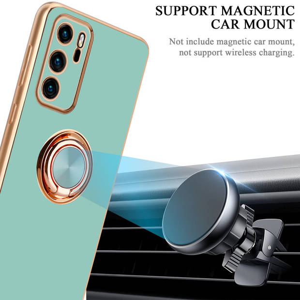 Cadorabo Hoesje geschikt voor Huawei P40 in Glossy Turquoise - Goud - Beschermhoes Camerabescherming magnetische