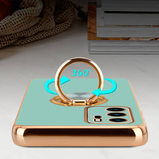 Cadorabo Hoesje geschikt voor Huawei P40 in Glossy Turquoise - Goud - Beschermhoes Camerabescherming magnetische