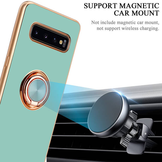 Cadorabo Hoesje geschikt voor Samsung Galaxy S10 PLUS in Glossy Turquoise - Goud - Beschermhoes Camerabescherming