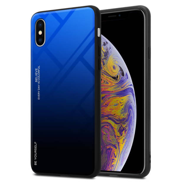 Cadorabo Hoesje geschikt voor Apple iPhone XS MAX in BLAUW - ZWART - Tweekleurige beschermhoes TPU-silicone Case Cover