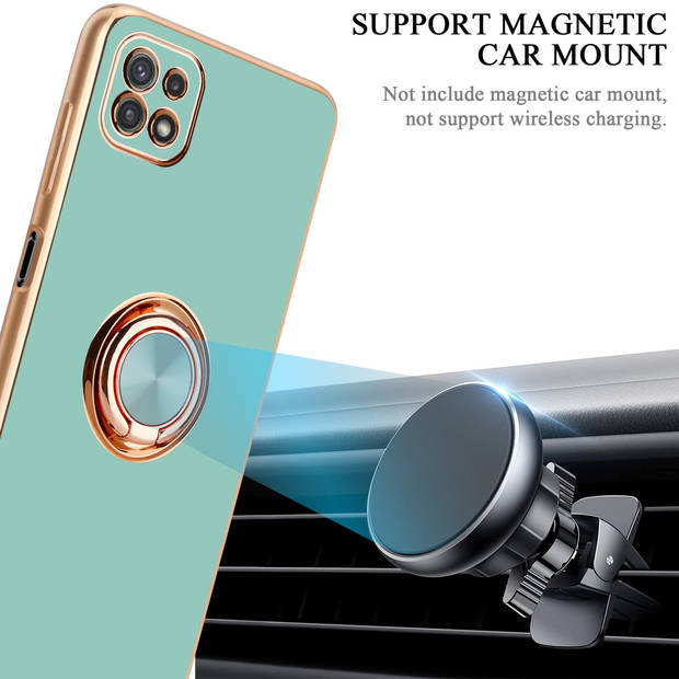 Cadorabo Hoesje geschikt voor Samsung Galaxy A22 5G in Glossy Turquoise - Goud - Beschermhoes Camerabescherming