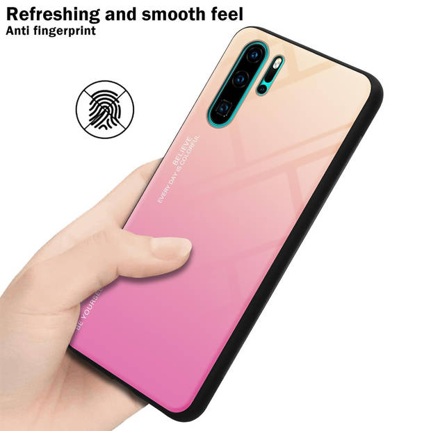 Cadorabo Hoesje geschikt voor Huawei P30 PRO in GEEL - ROZE - Tweekleurige beschermhoes TPU-silicone Case Cover