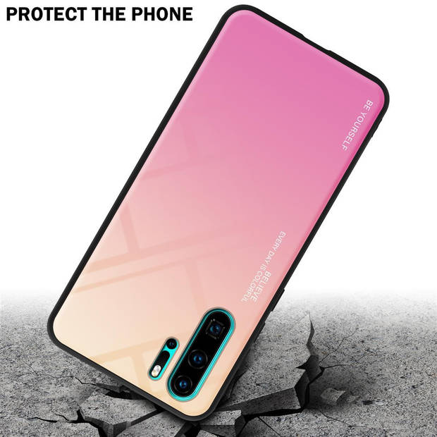 Cadorabo Hoesje geschikt voor Huawei P30 PRO in GEEL - ROZE - Tweekleurige beschermhoes TPU-silicone Case Cover