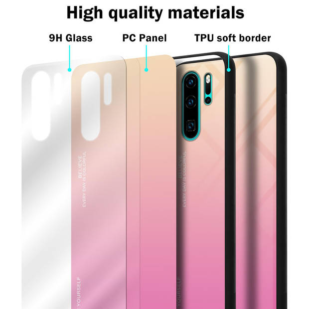 Cadorabo Hoesje geschikt voor Huawei P30 PRO in GEEL - ROZE - Tweekleurige beschermhoes TPU-silicone Case Cover