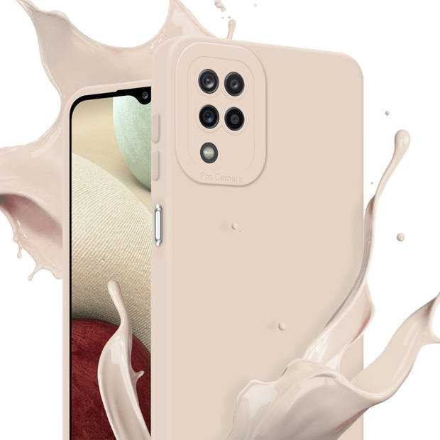 Cadorabo Hoesje geschikt voor Samsung Galaxy A12 / M12 in FLUID CREAM - Beschermhoes TPU silicone Cover Case