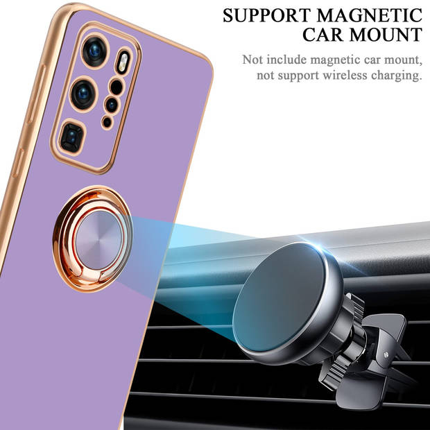 Cadorabo Hoesje geschikt voor Huawei P40 PRO in Glossy Licht Paars - Goud - Beschermhoes Camerabescherming magnetische