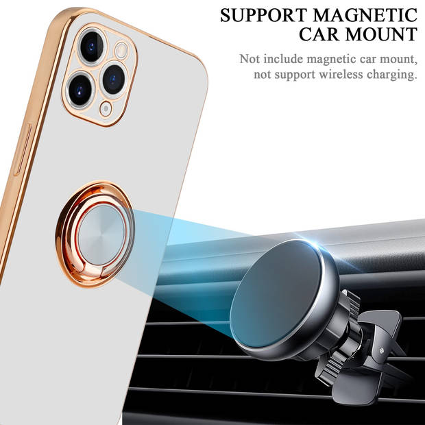 Cadorabo Hoesje geschikt voor Apple iPhone 11 PRO in Glossy Wit - Goud - Beschermhoes Camerabescherming magnetische