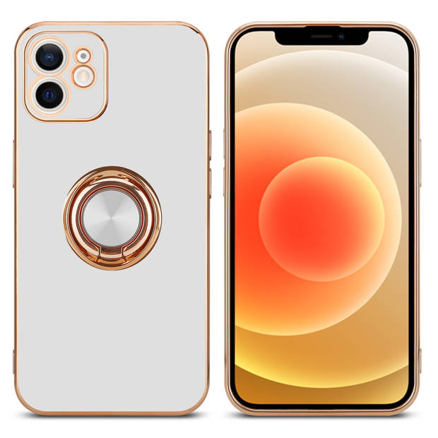 Cadorabo Hoesje geschikt voor Apple iPhone 11 in Glossy Wit - Goud - Beschermhoes Camerabescherming magnetische