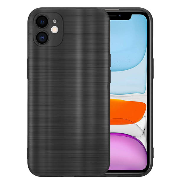 Cadorabo Hoesje geschikt voor Apple iPhone 11 in Brushed Zwart - Beschermhoes Case Cover TPU silicone