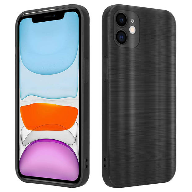 Cadorabo Hoesje geschikt voor Apple iPhone 11 in Brushed Zwart - Beschermhoes Case Cover TPU silicone