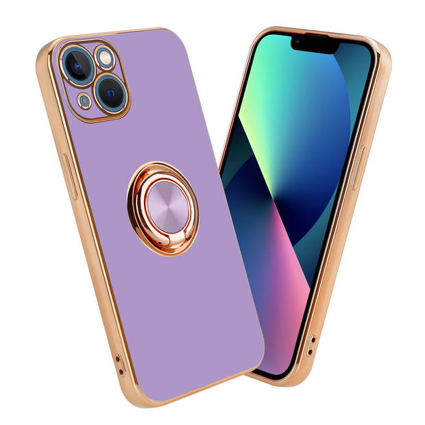 Cadorabo Hoesje geschikt voor Apple iPhone 13 MINI in Glossy Licht Paars - Goud - Beschermhoes Camerabescherming