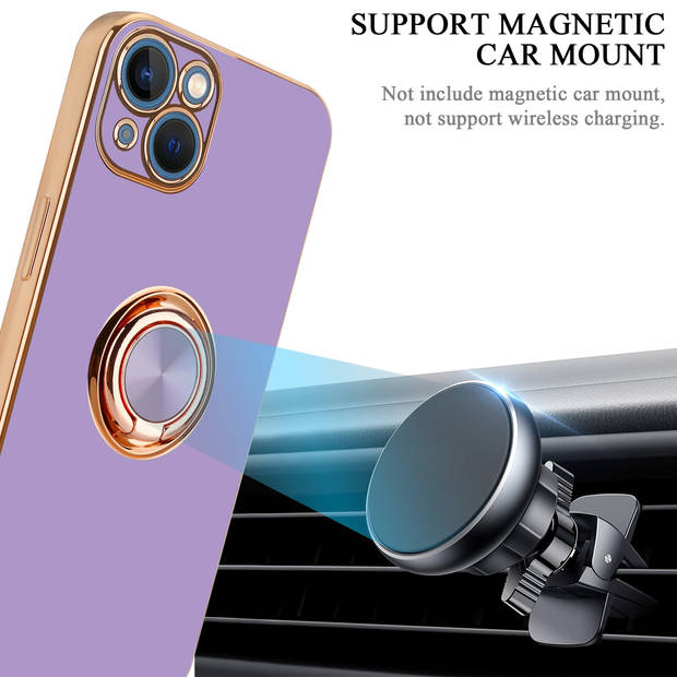 Cadorabo Hoesje geschikt voor Apple iPhone 14 in Glossy Licht Paars - Goud - Beschermhoes Camerabescherming magnetische