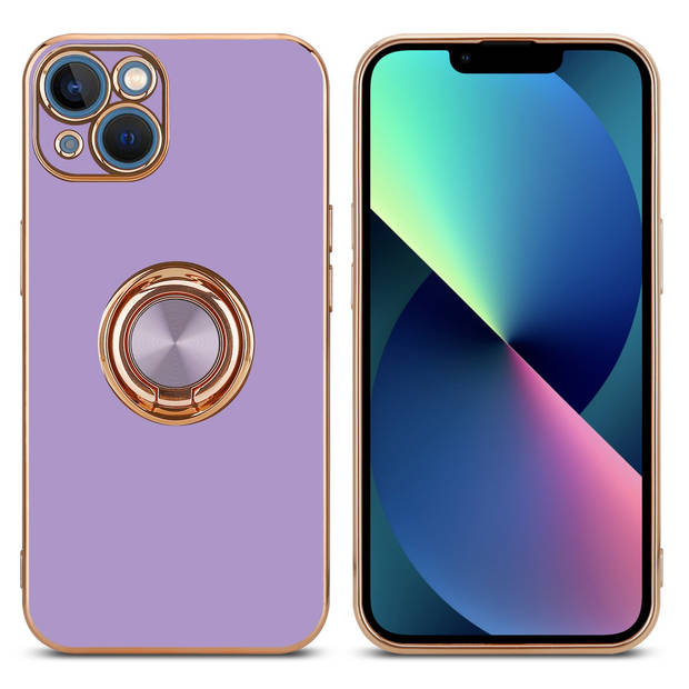 Cadorabo Hoesje geschikt voor Apple iPhone 14 PLUS in Glossy Licht Paars - Goud - Beschermhoes Camerabescherming