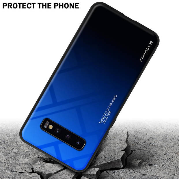 Cadorabo Hoesje geschikt voor Samsung Galaxy S10 PLUS in BLAUW - ZWART - Tweekleurige beschermhoes TPU-silicone Case