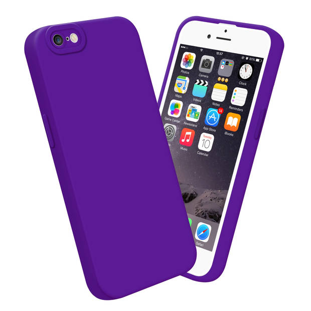 Cadorabo Hoesje geschikt voor Apple iPhone 6 / 6S in FLUID DONKER PAARS - Beschermhoes TPU silicone Cover Case