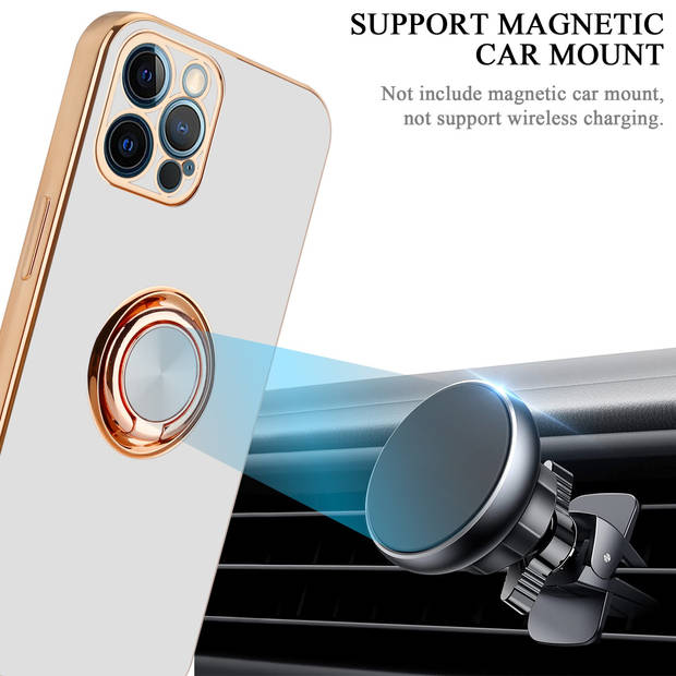 Cadorabo Hoesje geschikt voor Apple iPhone 12 PRO in Glossy Wit - Goud - Beschermhoes Camerabescherming magnetische