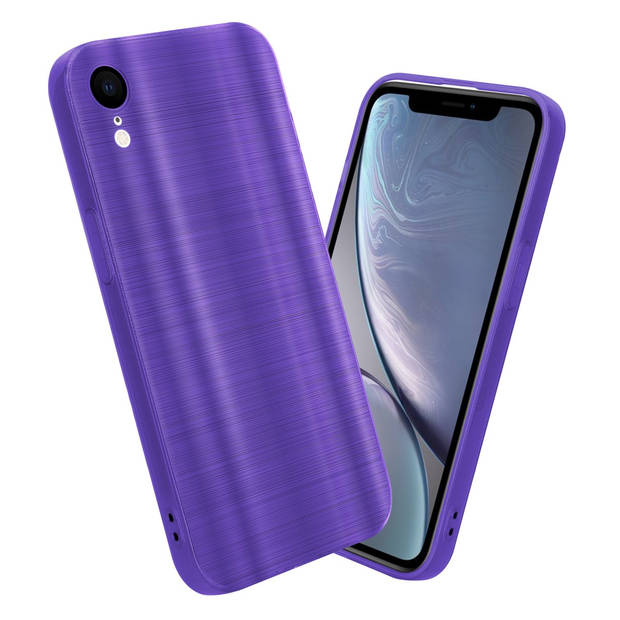 Cadorabo Hoesje geschikt voor Apple iPhone XR in Brushed Paars - Beschermhoes Case Cover TPU silicone
