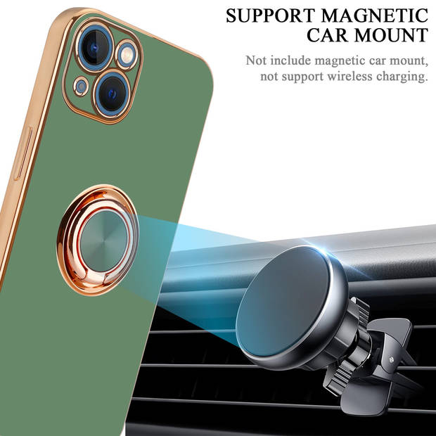 Cadorabo Hoesje geschikt voor Apple iPhone 14 PLUS in Glossy Licht Groen - Goud - Beschermhoes Camerabescherming