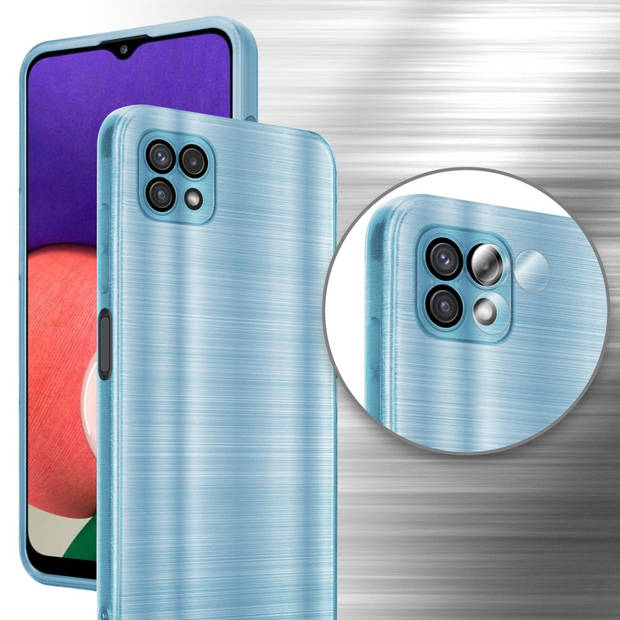 Cadorabo Hoesje geschikt voor Samsung Galaxy A22 5G in Brushed Turqoise - Beschermhoes Case Cover TPU silicone