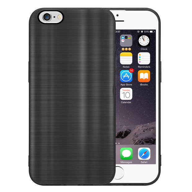 Cadorabo Hoesje geschikt voor Apple iPhone 6 / 6S in Brushed Zwart - Beschermhoes Case Cover TPU silicone