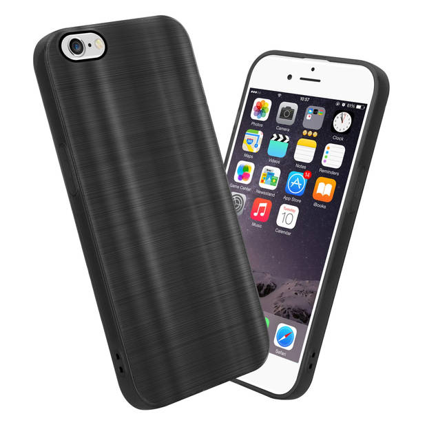 Cadorabo Hoesje geschikt voor Apple iPhone 6 / 6S in Brushed Zwart - Beschermhoes Case Cover TPU silicone