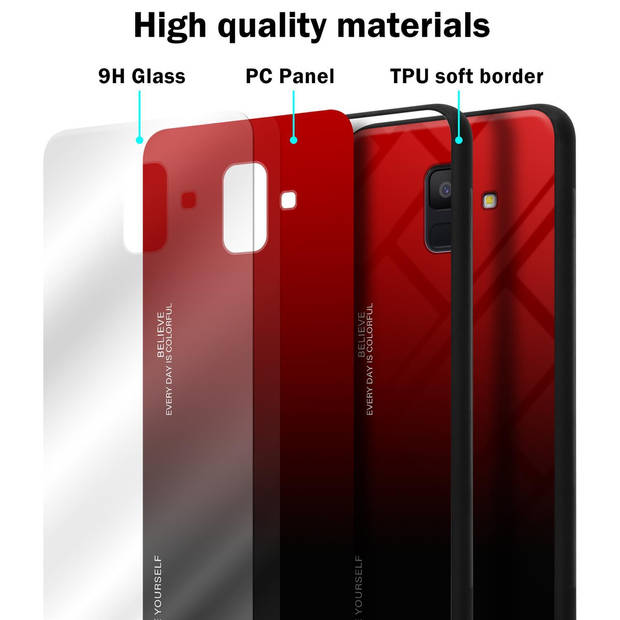 Cadorabo Hoesje geschikt voor Samsung Galaxy A6 2018 in ROOD - ZWART - Tweekleurige beschermhoes TPU-silicone Case Cover