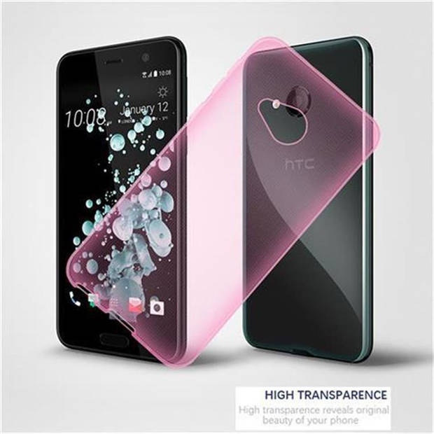 Cadorabo Hoesje geschikt voor HTC U PLAY in TRANSPARANT ROZE - Beschermhoes Cover gemaakt van TPU Silicone Case