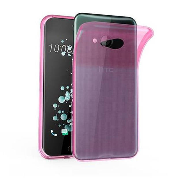 Cadorabo Hoesje geschikt voor HTC U PLAY in TRANSPARANT ROZE - Beschermhoes Cover gemaakt van TPU Silicone Case