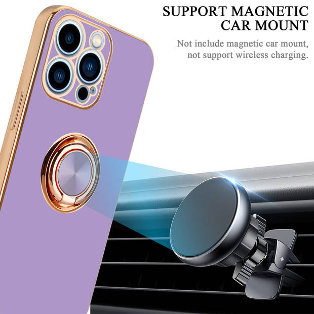 Cadorabo Hoesje geschikt voor Apple iPhone 13 PRO in Glossy Licht Paars - Goud - Beschermhoes Camerabescherming