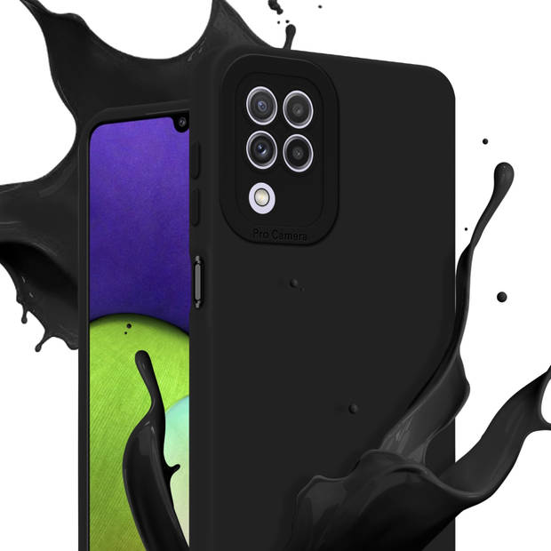 Cadorabo Hoesje geschikt voor Samsung Galaxy A22 4G in FLUID ZWART - Beschermhoes TPU silicone Cover Case