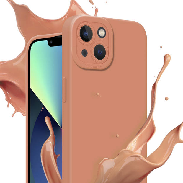 Cadorabo Hoesje geschikt voor Apple iPhone 14 PLUS in FLUID LICHT ORANJE - Beschermhoes TPU silicone Cover Case