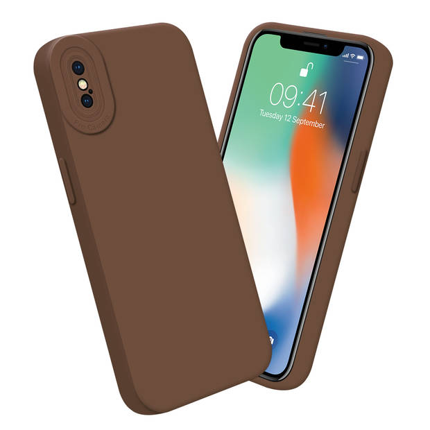 Cadorabo Hoesje geschikt voor Apple iPhone X / XS in FLUID BRUIN - Beschermhoes TPU silicone Cover Case