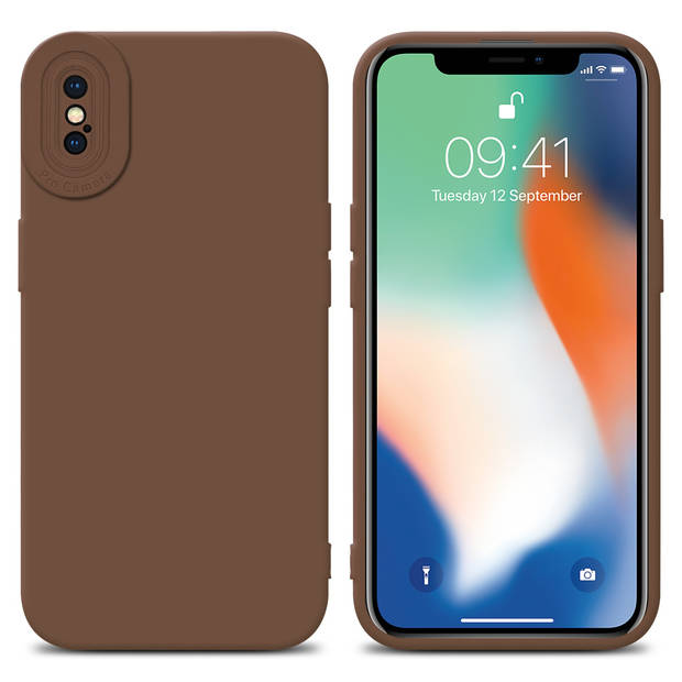 Cadorabo Hoesje geschikt voor Apple iPhone X / XS in FLUID BRUIN - Beschermhoes TPU silicone Cover Case